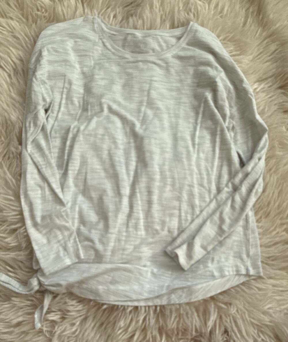 Lululemon White Heathered Long Sleeve Tie Hem Athletic Shirt
